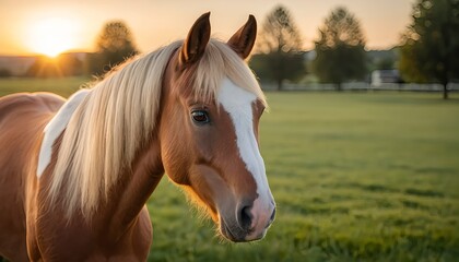 Obraz premium Palomino Horse at Sunset