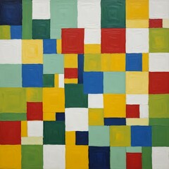 Abstract Geometric Color Block Painting