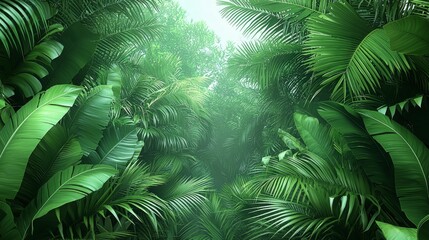 Lush Tropical Jungle  Verdant Rainforest  Exotic Foliage  3D Render