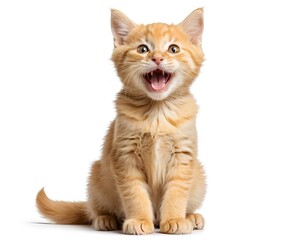 Obraz premium Playful Ginger Kitten with Open Mouth