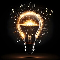 Sparkling Light Bulb with Musical Notes