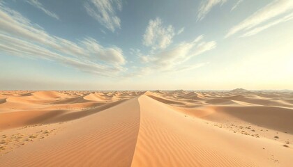 Desert landscape with sand dunes and blue sky