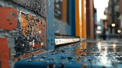 Grunge Urban Decay  Peeling Paint  Brick Wall  City Street