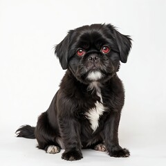 Adorable Black Lhasa Apso Puppy Sitting