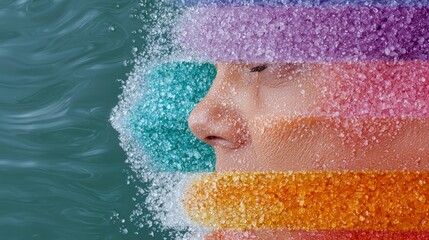 Fototapeta premium Abstract Colorful Crystal Face Emotions Texture Rainbow Hues