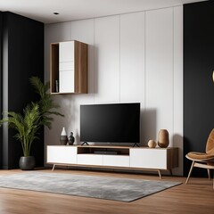 Modern Living Room Interior with TV and Stylish Furniture
