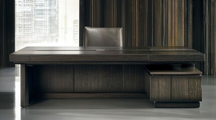 Modern Dark Wood Executive Desk  Office Furniture  Minimalist Design  Contemporary Workspa