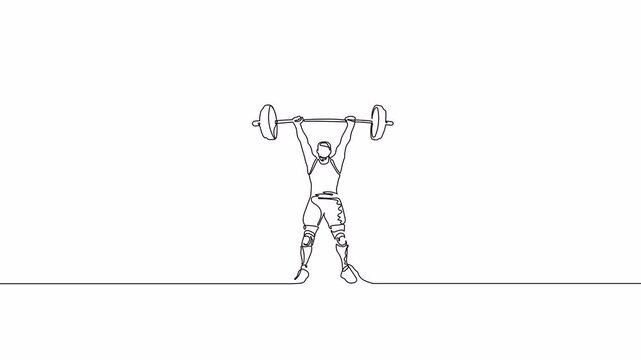 Hand-Drawn One-Line Animation of Gym | Minimalist Line Art | Continuous Outline Drawing | A Men Doing Exercise With a Barbell in Gym |Healthy Concept.