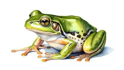 Obraz premium Green Tree Frog Watercolor Illustration