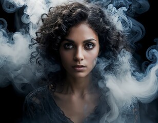 Fototapeta premium Mysterious Woman in Smoke
