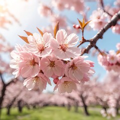 Obraz premium Pink Cherry Blossoms in Bloom
