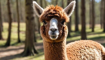 Obraz premium Brown Alpaca in Forest