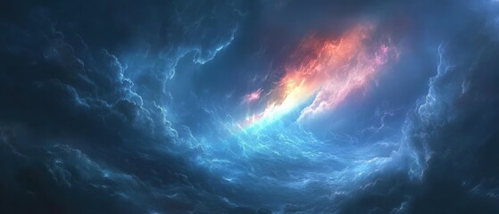 Cosmic storm unleashing celestial colors outer space digital art nebula environment wide angle galactic beauty