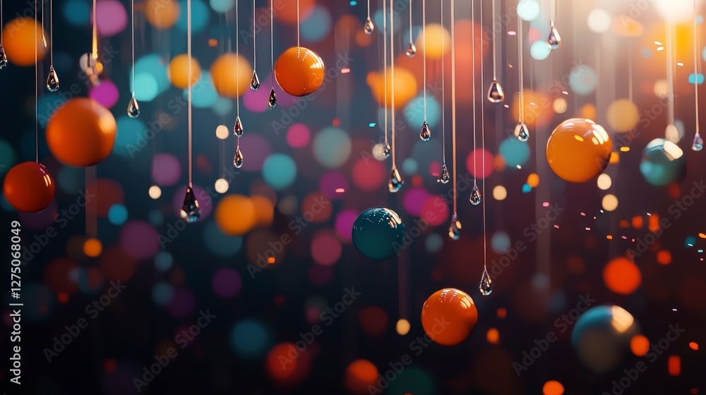 Poster abstract colorful spheres droplets bokeh background design