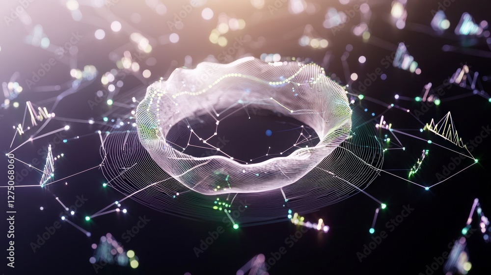 Poster abstract data network cybersecurity global connections digital futurism
