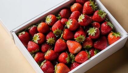Fresh Strawberries in a White Box