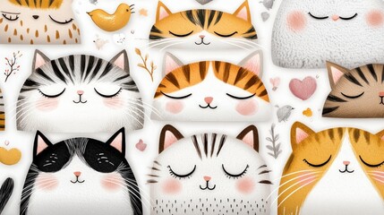 Adorable Sleeping Cats Illustration  Cute Kitten Design for Apparel  Home Decor  and AI Ar