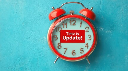 Fototapeta premium A vintage red alarm clock with a message reading 