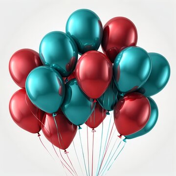 Bunch of Red and Teal Balloons