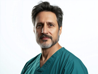 Fototapeta premium Experienced Male Doctor: A Compassionate Professional Committed to Patient Care, Health, and Building Trust Through Expertise and Dedication