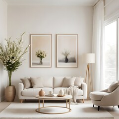 Fototapeta premium Modern Minimalist Living Room Interior Design
