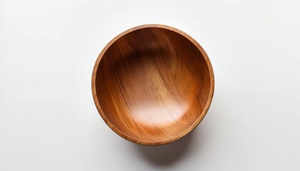Empty Wooden Bowl on White Background