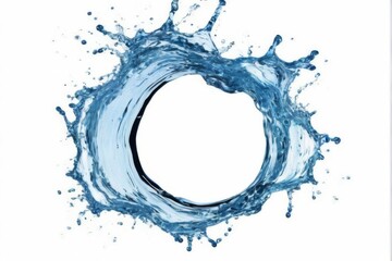 Vibrant Water Splash Circle with Energy Movement on White Background