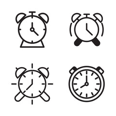 Four Alarm Clock Icons in Different Styles