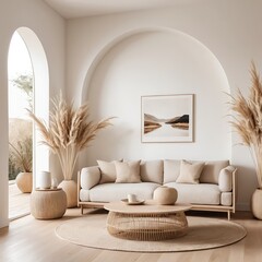 Minimalist Beige Living Room Interior Design