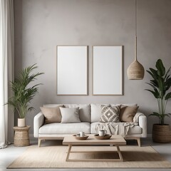 Modern Minimalist Living Room Interior Design Mockup