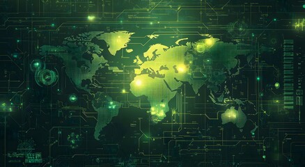 Fototapeta premium World background digital security key vector illustration