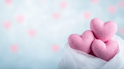 Fototapeta premium Romantic Pink Hearts Valentine s Day Soft Bokeh Background Love Wedding Romance Fest