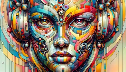 Naklejka premium Cybernetic Dreams: Arte Mecánico del Futuro