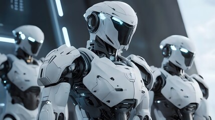 Fototapeta premium A very aesthetic white close up future robot