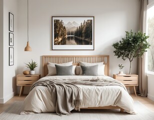 Serene Minimalist Bedroom with Mountain View