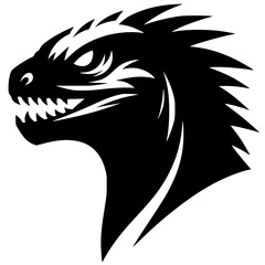 Angry Komodo dragon portrait logo silhouette