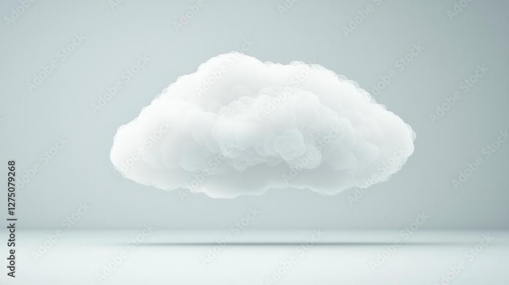 Poster 3d render fluffy white cloud isolated digital art background design element abstract