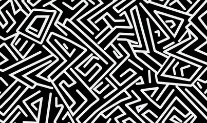 Geometric seamless black and white pattern design for textile, backdrop, or wallpaper