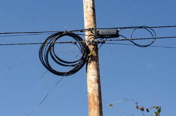 An Installed Fiber Distribution Panel and Cable
