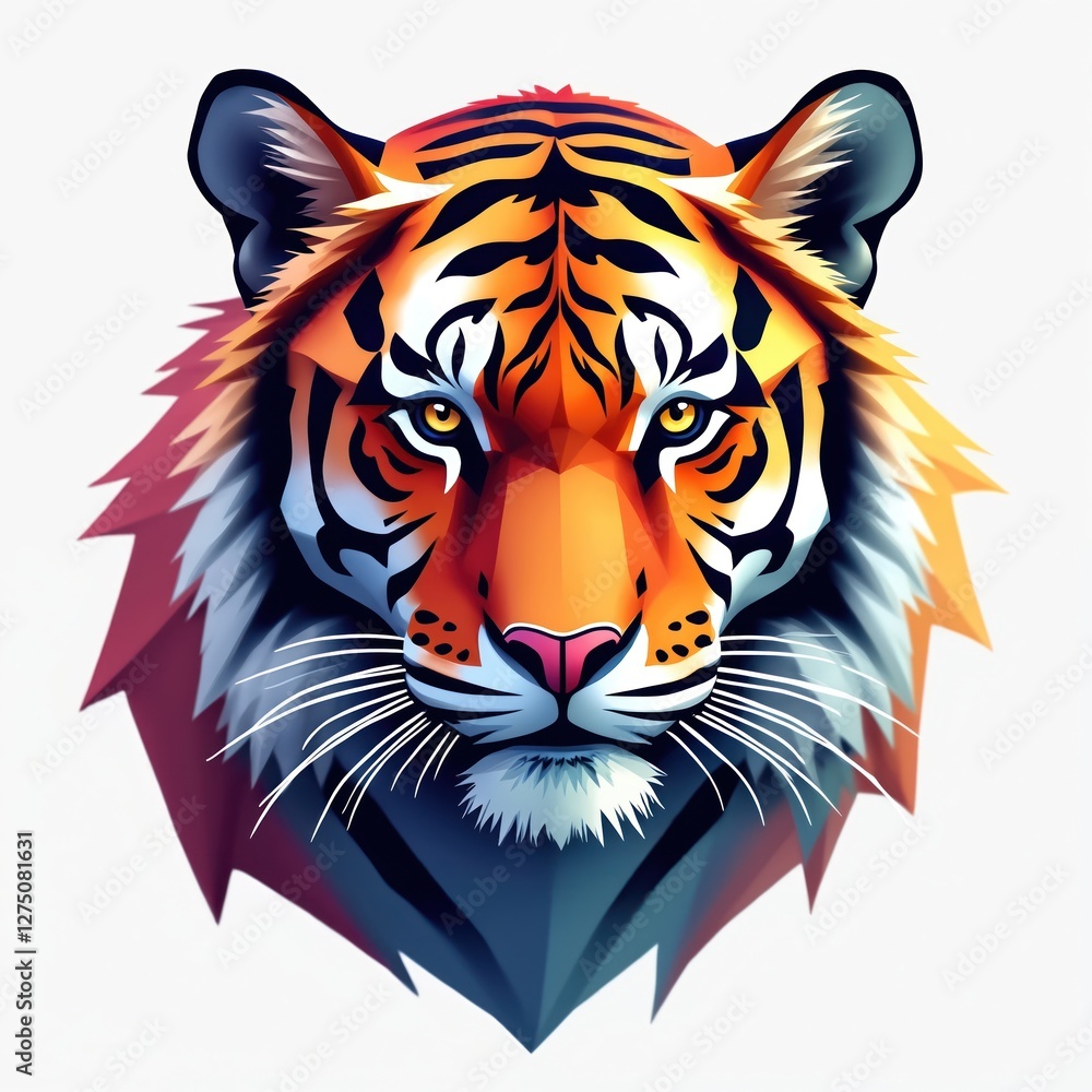 Aufkleber vibrant colorful low poly triangular design of tiger head. geometric digital art illustration featur