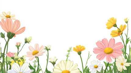 Fototapeta premium デイジー, コスモス, バラ, 薔薇, パーツ, カラフル, 生花, 花, 花束, ピンク, ばら, 自然, 咲く, 全盛期, 美しさ, フローラル, キク属, 愛, 植える, 黄色, とぶ, 植物, 孤立した, 色, サマータイム, まとまる, 結婚式, 美しい