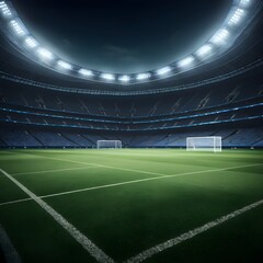 Obraz premium Empty Soccer Stadium at Night