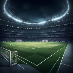 Empty Soccer Stadium at Night