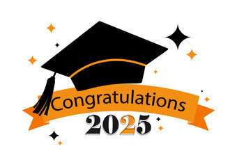 Congratulations graduation banner design on white background. Vector illustration.