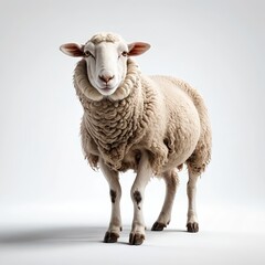 Obraz premium Friendly Sheep Portrait on White Background