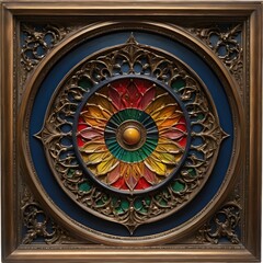 Ornate Bronze Frame with Colorful Mandala Design