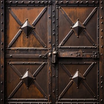 Old Rustic Metal Gate with Decorative Studs