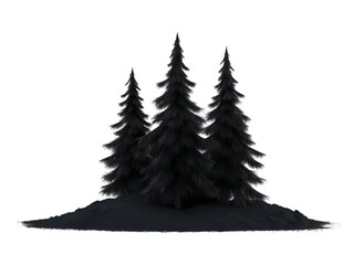 Obraz premium A serene cluster of dark pine trees on a gentle mound in a tranquil setting.