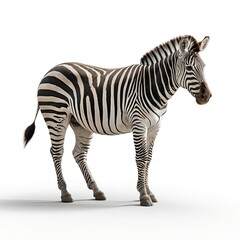 Fototapeta premium Plains Zebra Standing Isolated on White Background