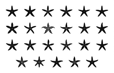 Starfish Silhouette Clipart Bundle, Starfish vector black silhouette Set
